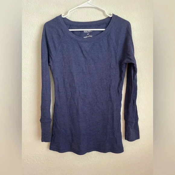 Old Navy women’s Indigo waffle knit long sleeve stretch shirt size L - Picture 4 of 4